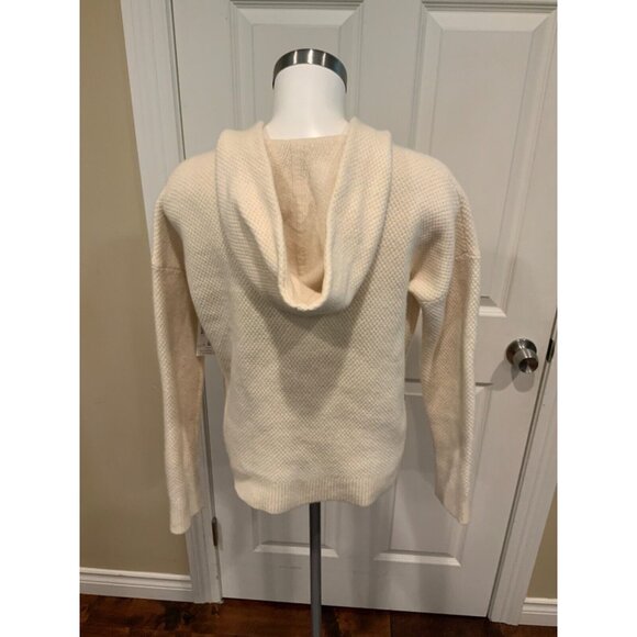 Madewell Cream Knit Hooded Sweater W/ Lace-Up Front, Size Medium - Picture 5 of 7